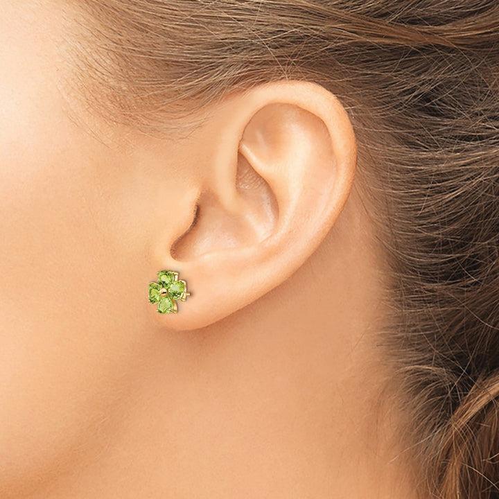 Lovely Rita's Earrings 14k Yellow Gold Peridot Flower Post Earrings