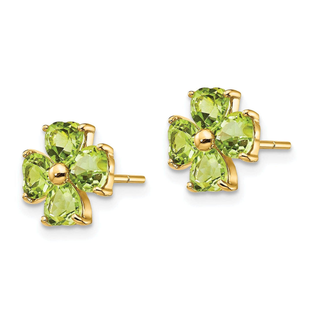 Lovely Rita's Earrings 14k Yellow Gold Peridot Flower Post Earrings