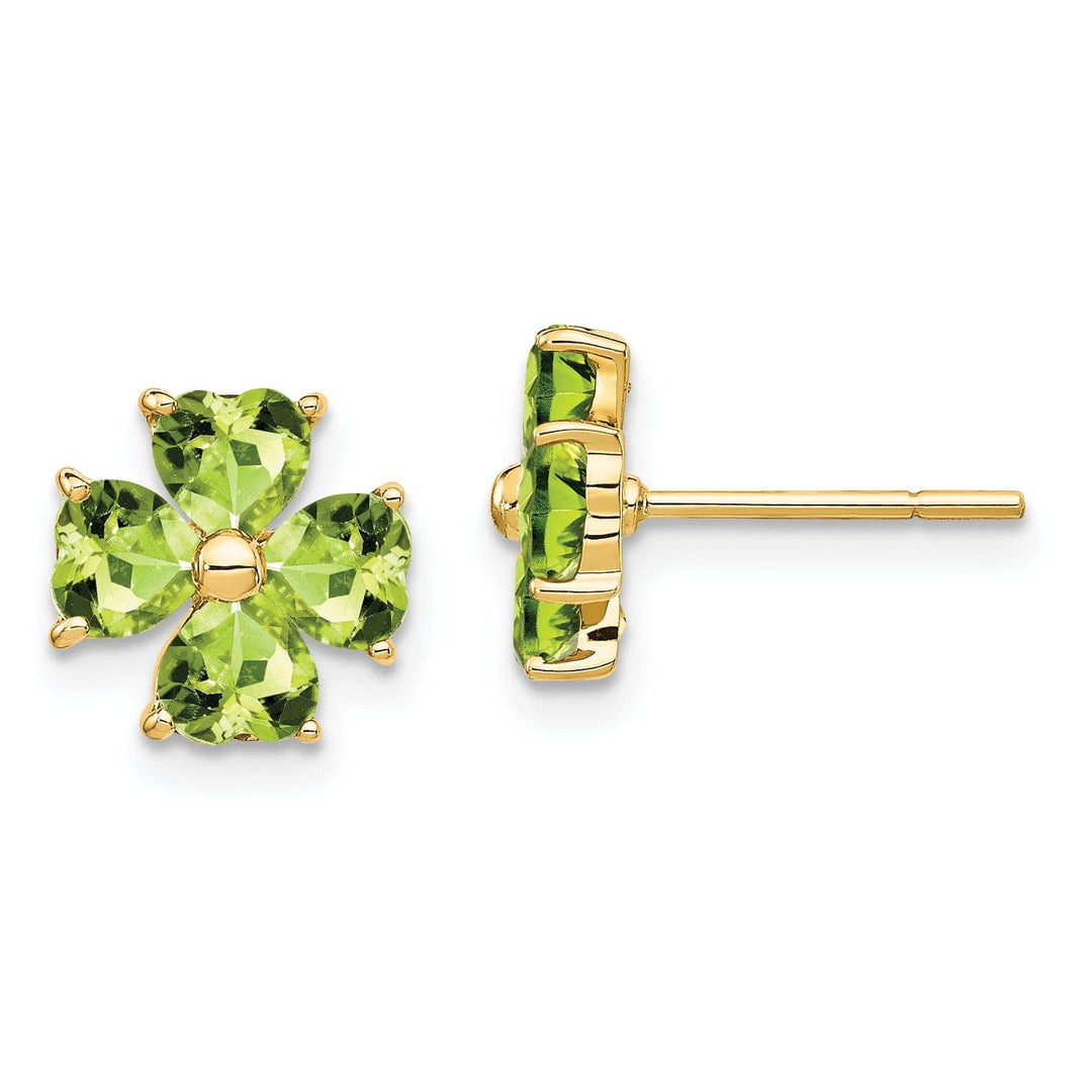 Lovely Rita's Earrings 14k Yellow Gold Peridot Flower Post Earrings