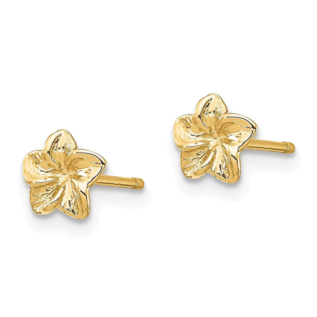 Lovely Rita's Earrings 14k Yellow Gold Plumeria Flower Post Earrings