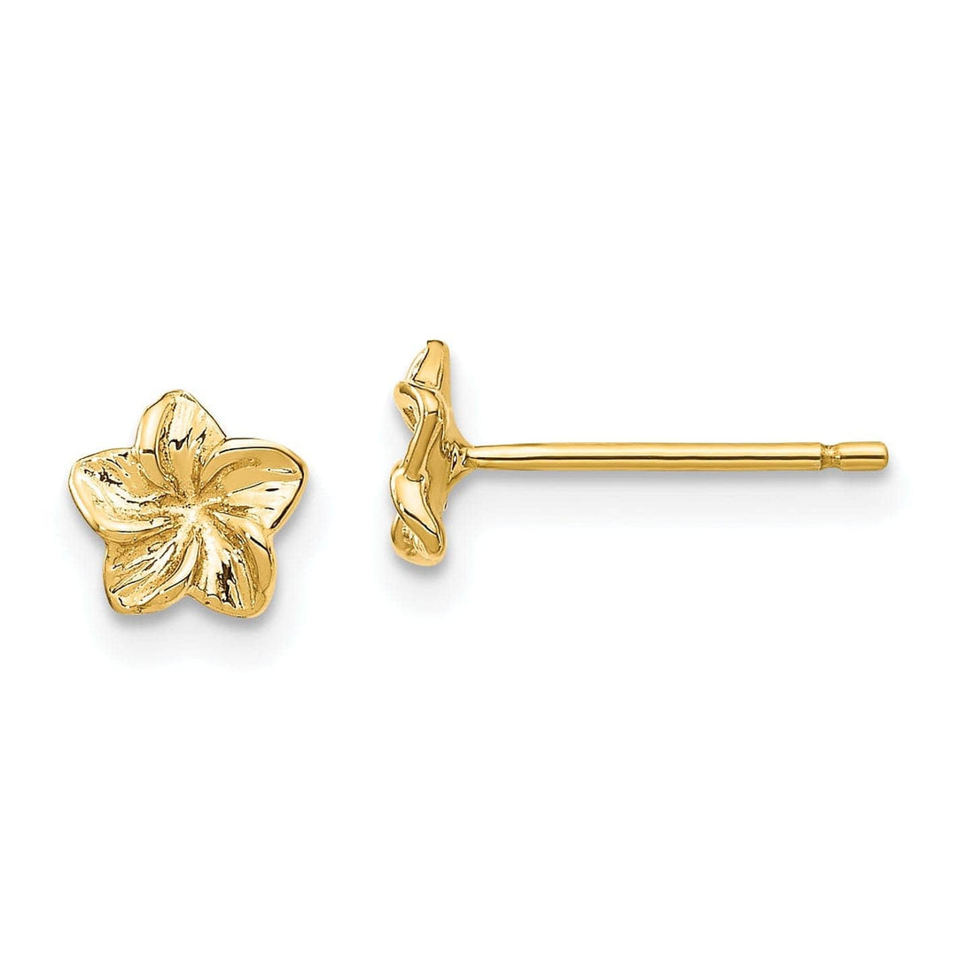 Lovely Rita's Earrings 14k Yellow Gold Plumeria Flower Post Earrings