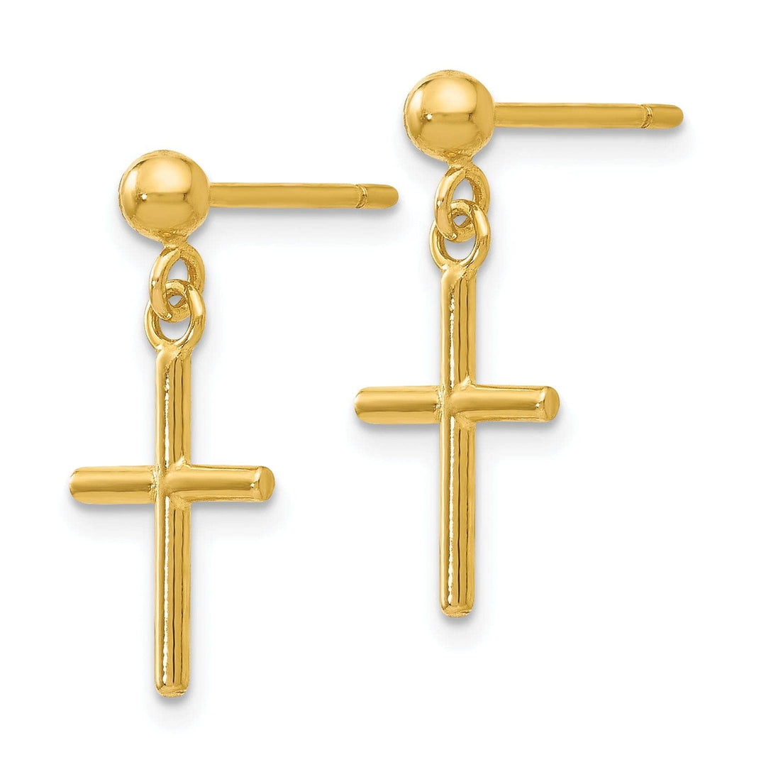 Lovely Rita's Earrings 14k Yellow Gold Polish Cross Post Drop Earrings