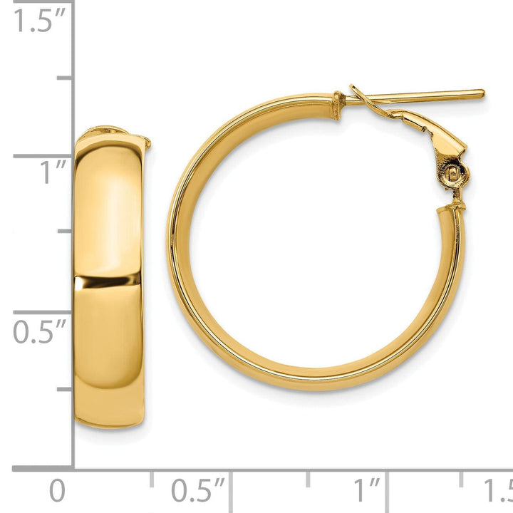 Lovely Rita's Earrings 14k Yellow Gold Polish Omega Back Hoop Earrings