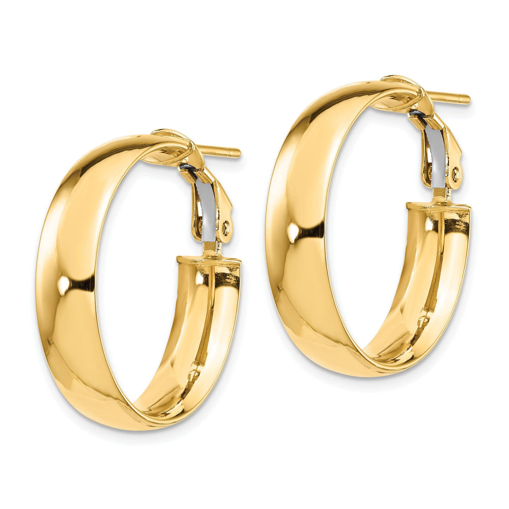 Lovely Rita's Earrings 14k Yellow Gold Polish Omega Back Hoop Earrings