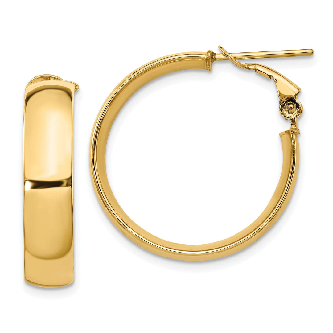 Lovely Rita's Earrings 14k Yellow Gold Polish Omega Back Hoop Earrings