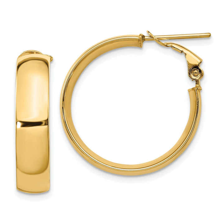 Lovely Rita's Earrings 14k Yellow Gold Polish Omega Back Hoop Earrings