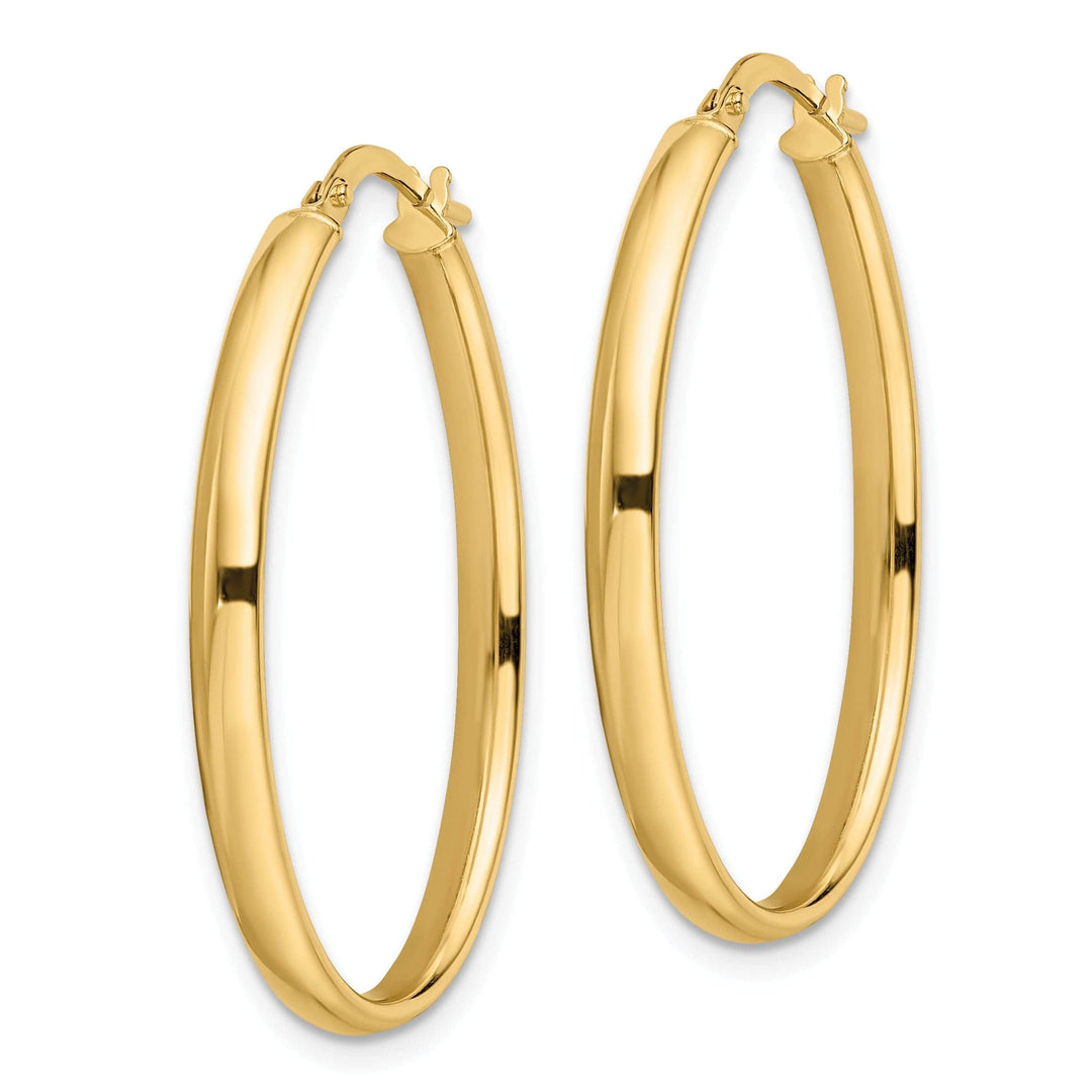 Lovely Rita's Earrings 14k Yellow Gold Polish Oval Hoop Earrings