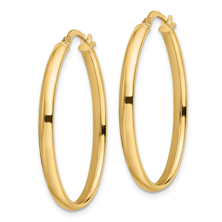 Lovely Rita's Earrings 14k Yellow Gold Polish Oval Hoop Earrings