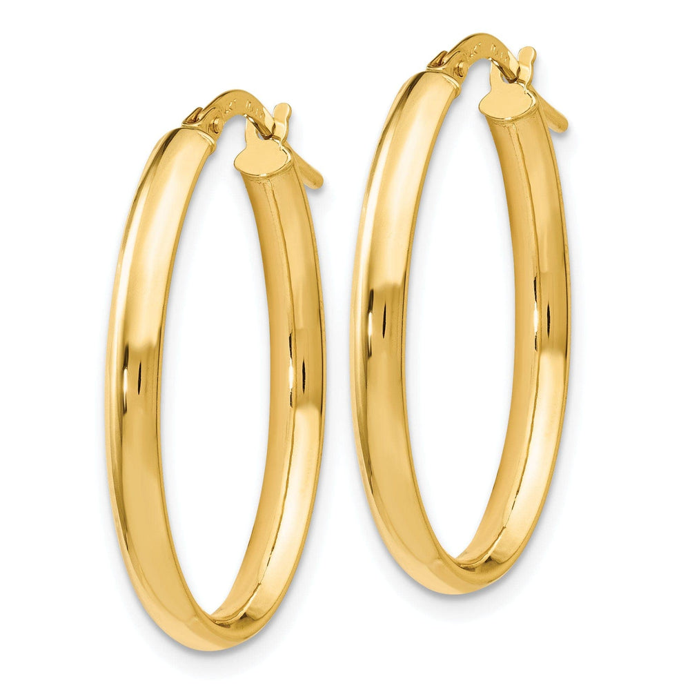 Lovely Rita's Earrings 14k Yellow Gold Polish Oval Hoop Earrings