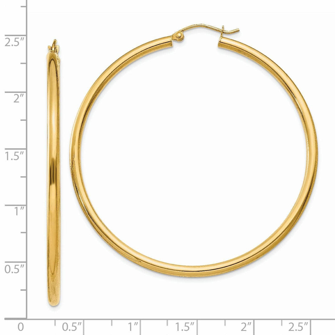 Lovely Rita's Earrings 14k Yellow Gold Polished 2.5MM Round Hoop Earrings