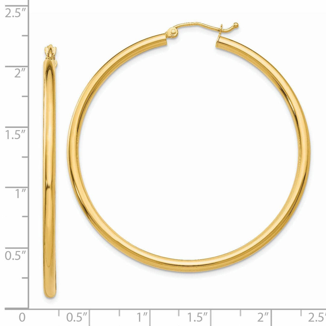 Lovely Rita's Earrings 14k Yellow Gold Polished 2.5MM Round Hoop Earrings