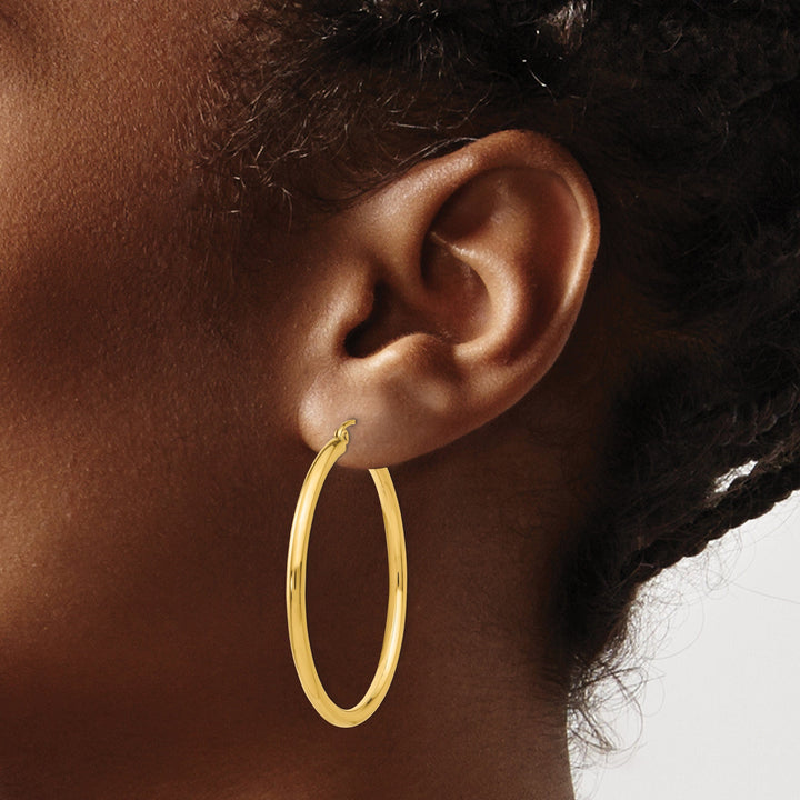Lovely Rita's Earrings 14k Yellow Gold Polished 2.5MM Round Hoop Earrings