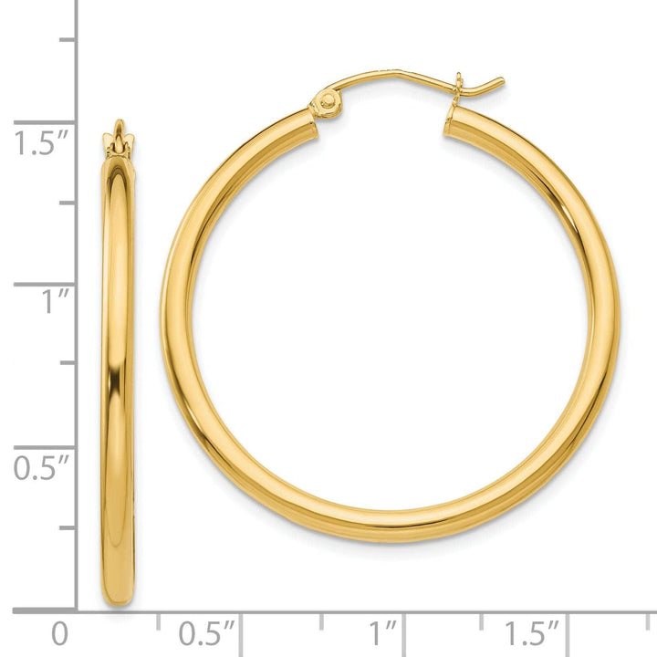 Lovely Rita's Earrings 14k Yellow Gold Polished 2.5MM Round Hoop Earrings