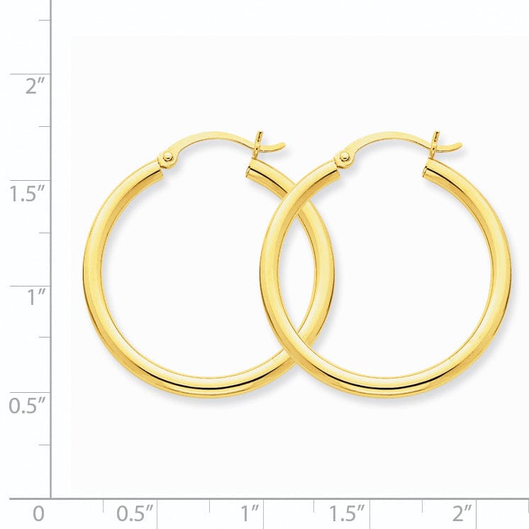 Lovely Rita's Earrings 14k Yellow Gold Polished 2.5MM Round Hoop Earrings
