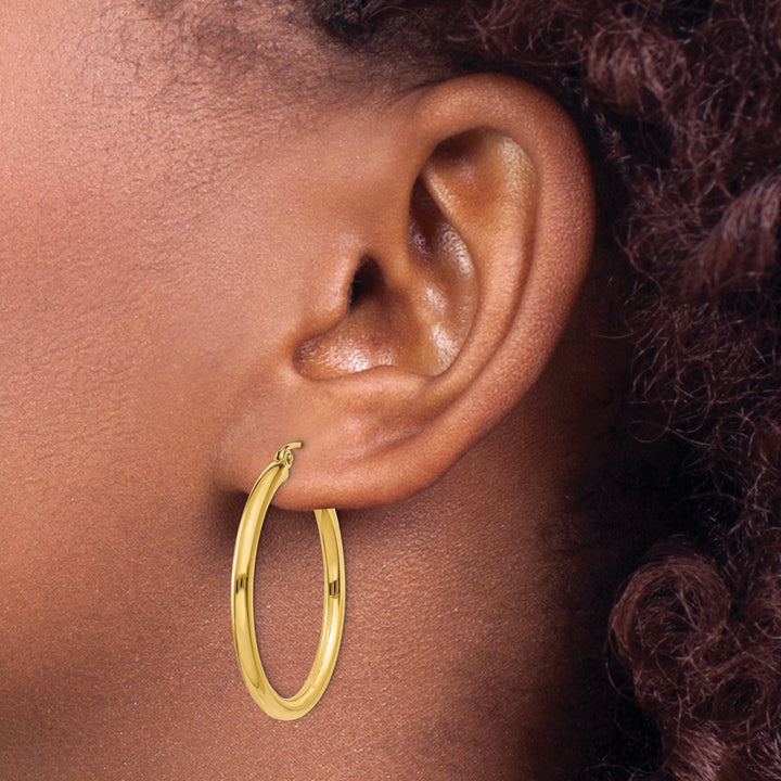 Lovely Rita's Earrings 14k Yellow Gold Polished 2.5MM Round Hoop Earrings