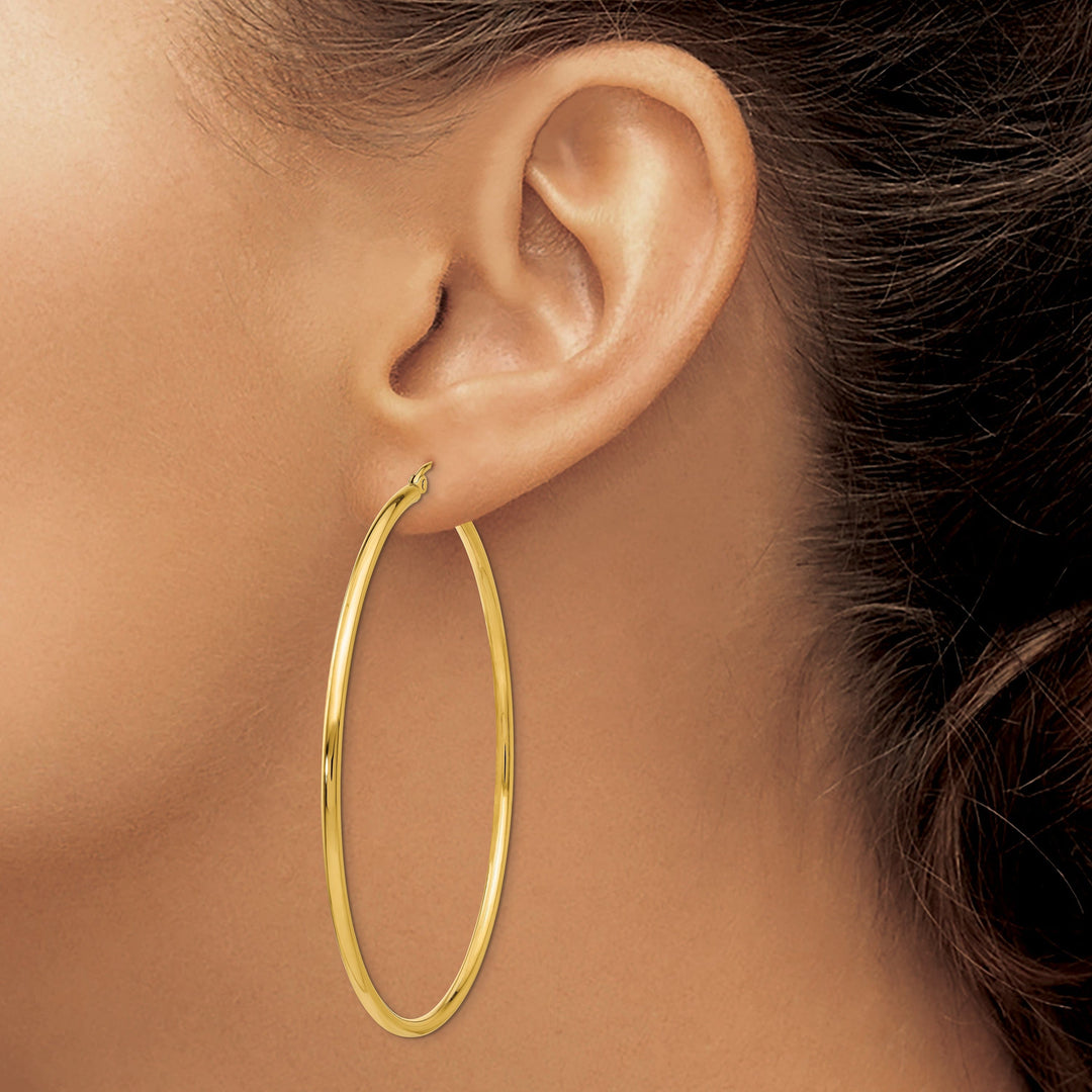 Lovely Rita's Earrings 14k Yellow Gold Polished 2MM Round Hoop Earrings