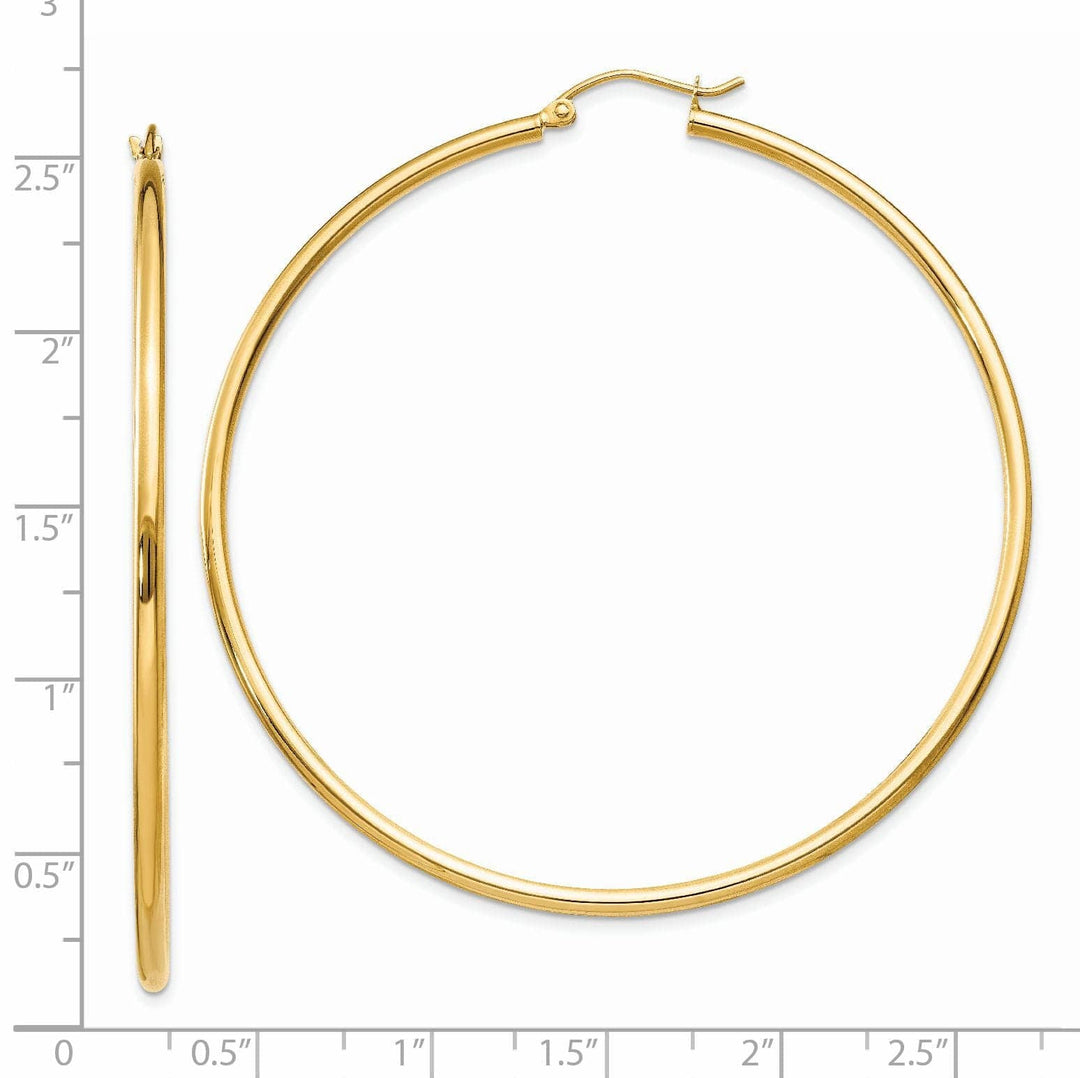 Lovely Rita's Earrings 14k Yellow Gold Polished 2MM Round Hoop Earrings