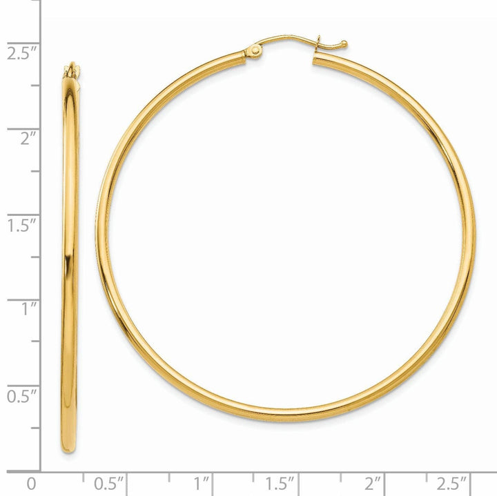 Lovely Rita's Earrings 14k Yellow Gold Polished 2MM Round Hoop Earrings