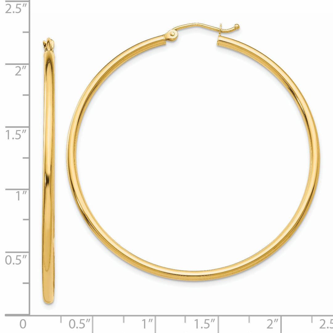 Lovely Rita's Earrings 14k Yellow Gold Polished 2MM Round Hoop Earrings