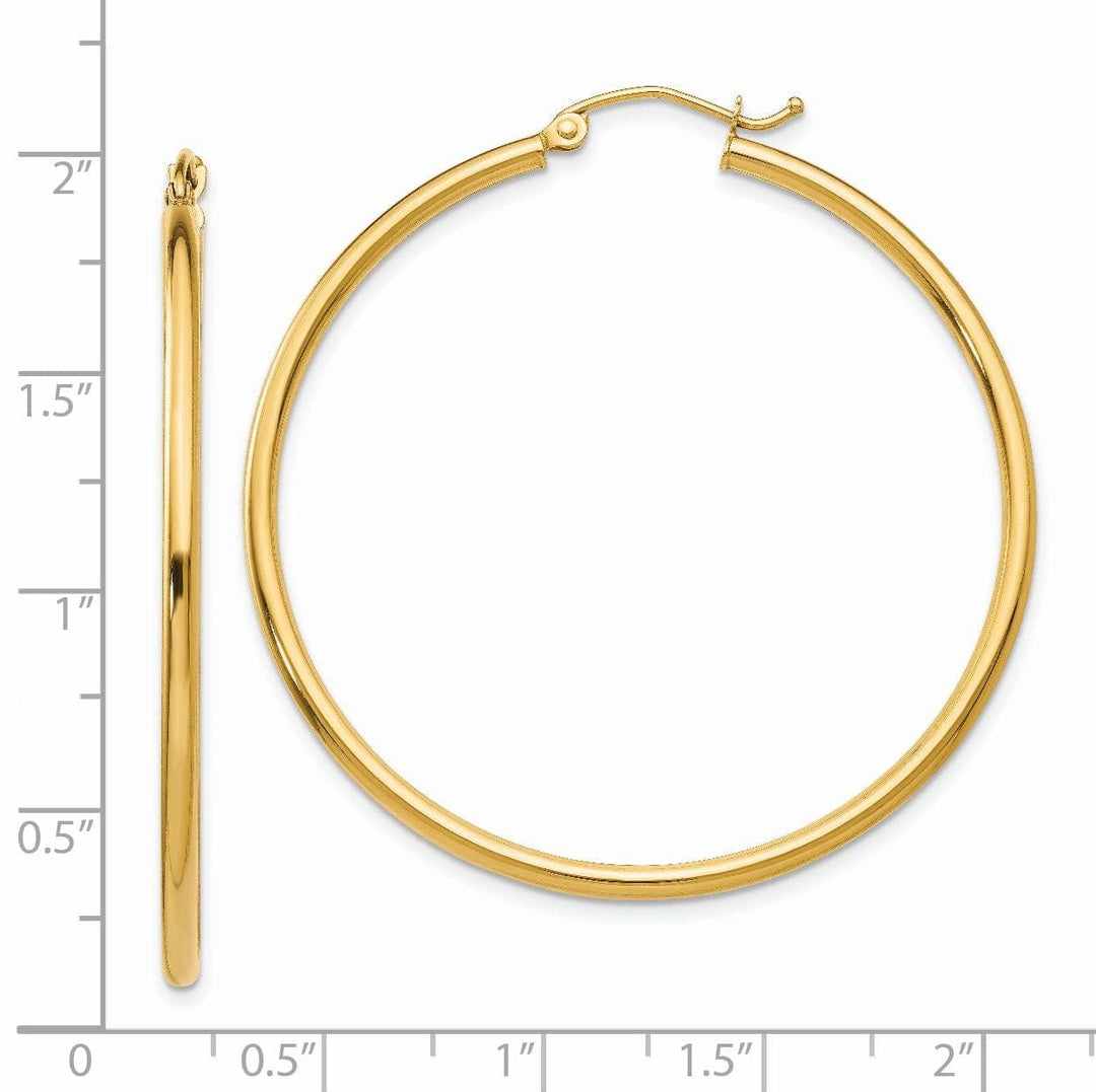Lovely Rita's Earrings 14k Yellow Gold Polished 2MM Round Hoop Earrings
