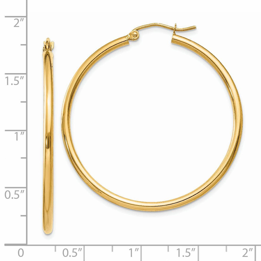 Lovely Rita's Earrings 14k Yellow Gold Polished 2MM Round Hoop Earrings