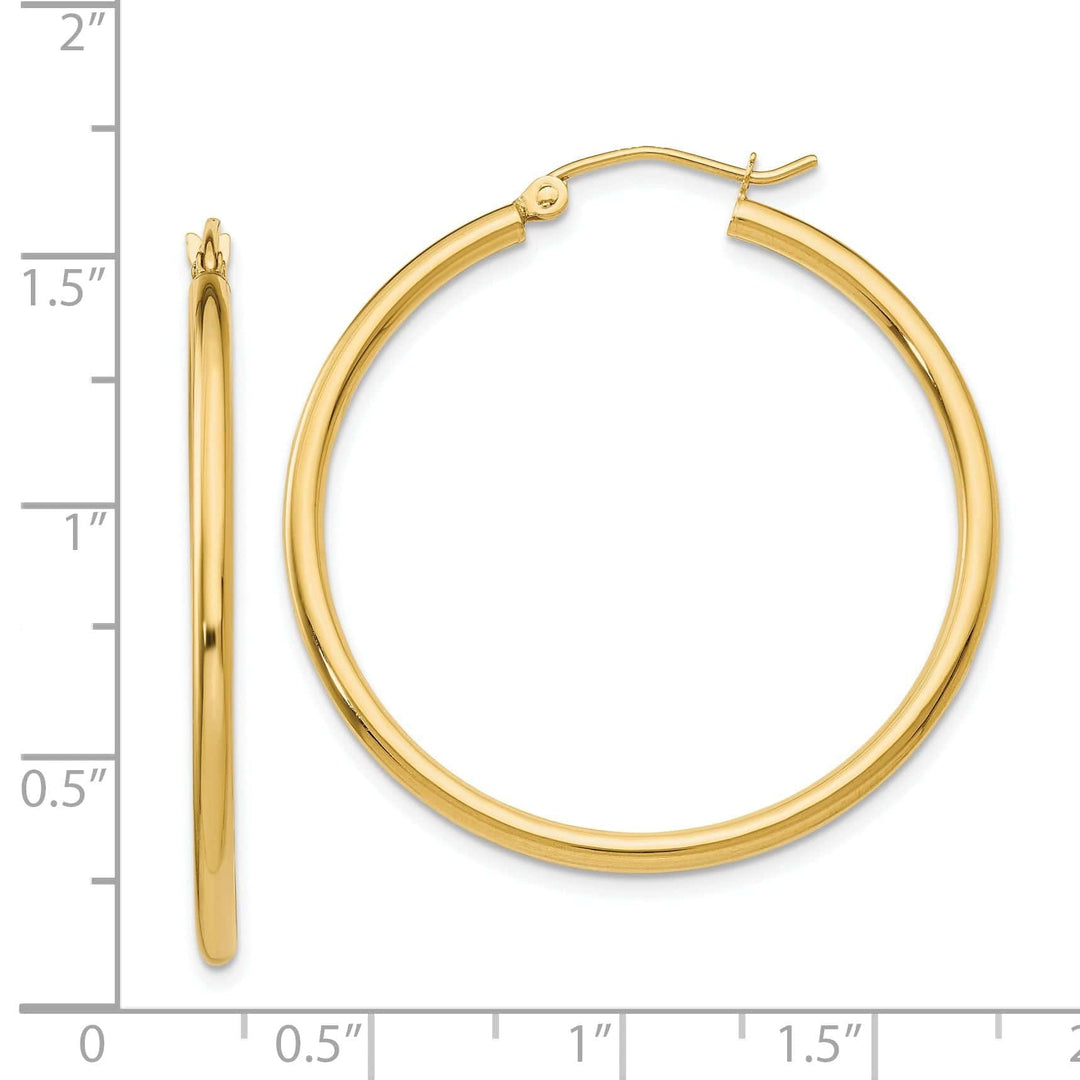 Lovely Rita's Earrings 14k Yellow Gold Polished 2MM Round Hoop Earrings