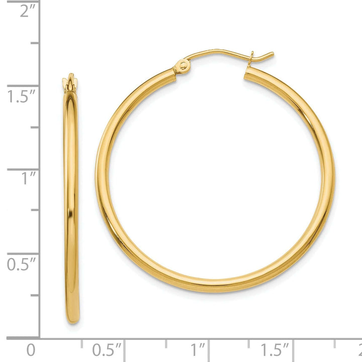 Lovely Rita's Earrings 14k Yellow Gold Polished 2MM Round Hoop Earrings
