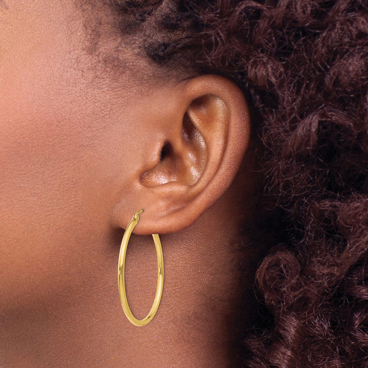Lovely Rita's Earrings 14k Yellow Gold Polished 2MM Round Hoop Earrings