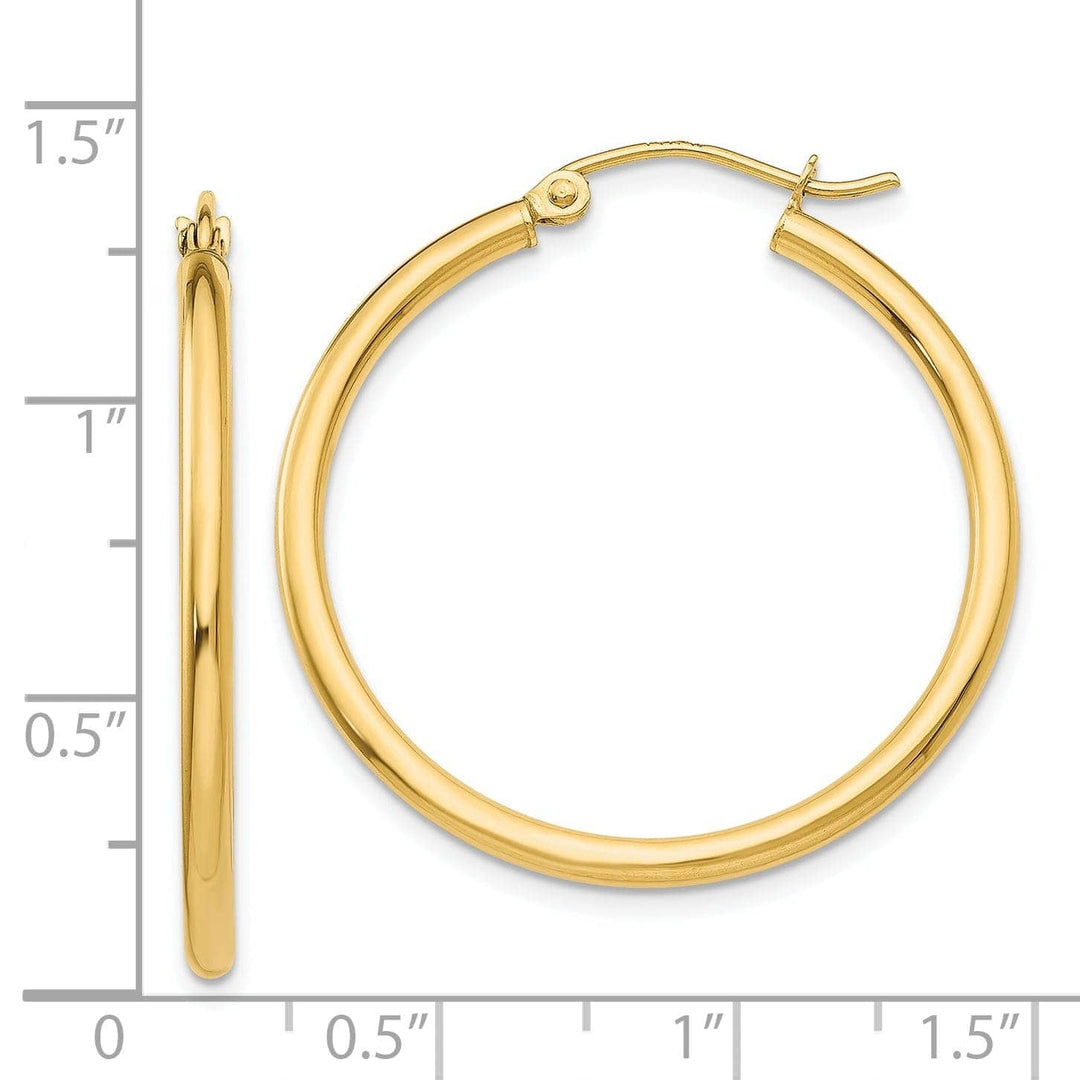 Lovely Rita's Earrings 14k Yellow Gold Polished 2MM Round Hoop Earrings