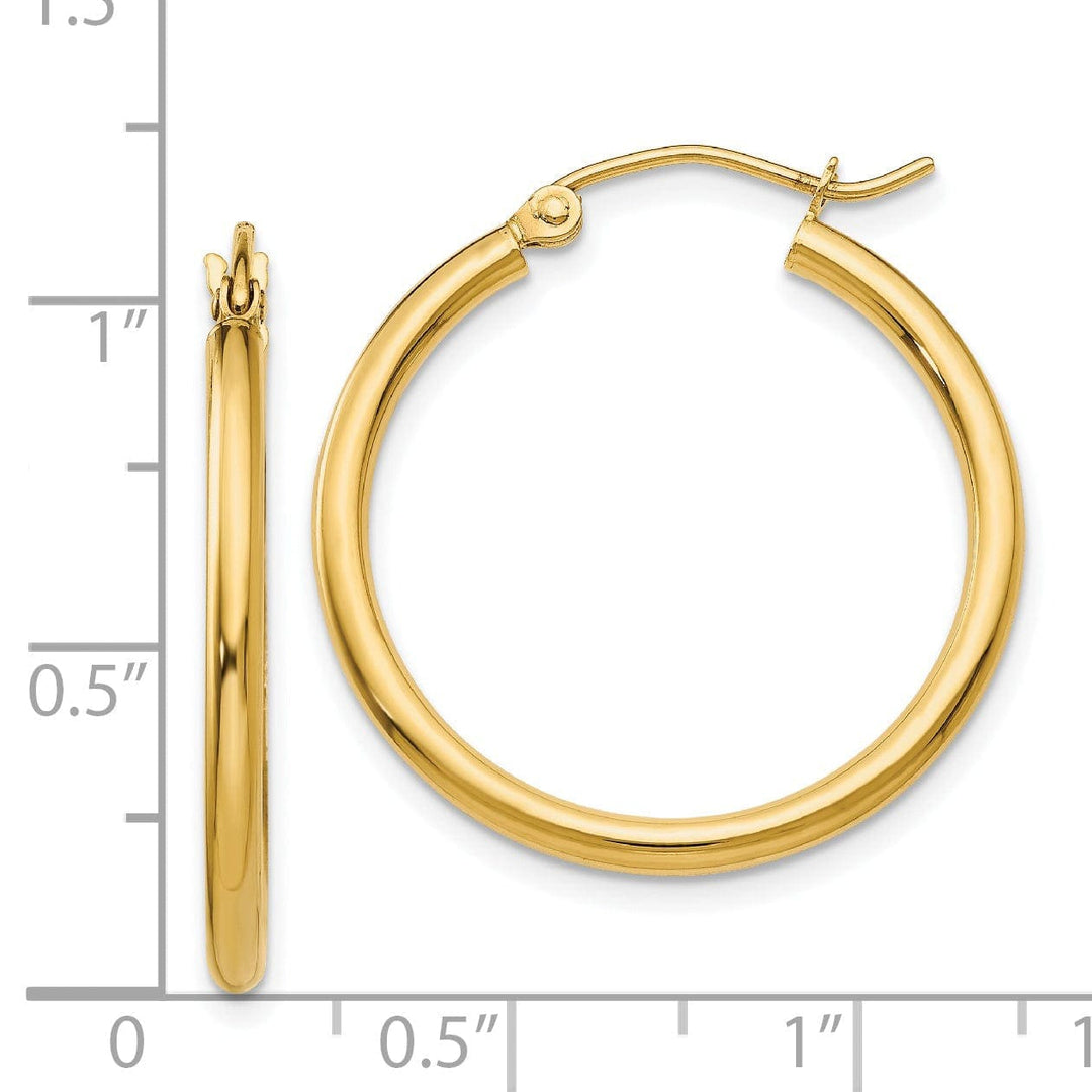 Lovely Rita's Earrings 14k Yellow Gold Polished 2MM Round Hoop Earrings