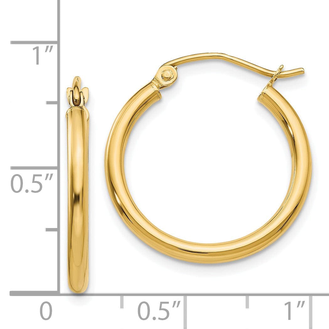 Lovely Rita's Earrings 14k Yellow Gold Polished 2MM Round Hoop Earrings