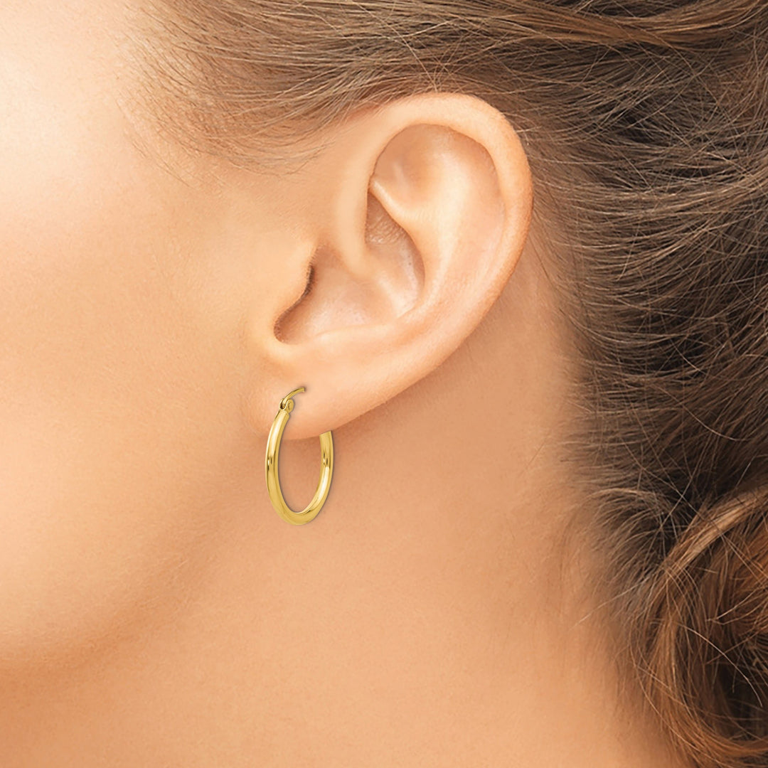 Lovely Rita's Earrings 14k Yellow Gold Polished 2MM Round Hoop Earrings