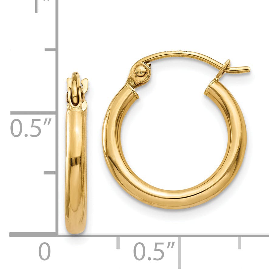 Lovely Rita's Earrings 14k Yellow Gold Polished 2MM Round Hoop Earrings