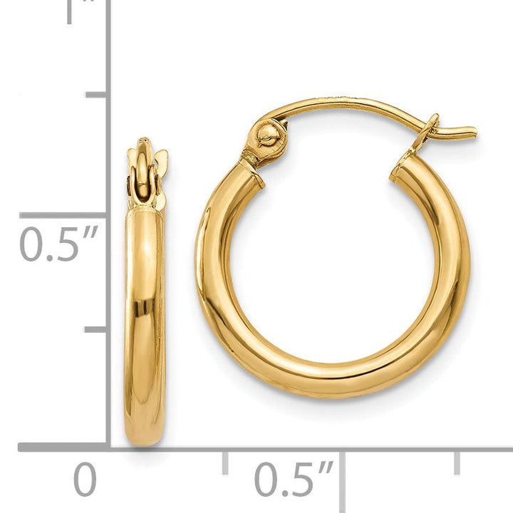 Lovely Rita's Earrings 14k Yellow Gold Polished 2MM Round Hoop Earrings