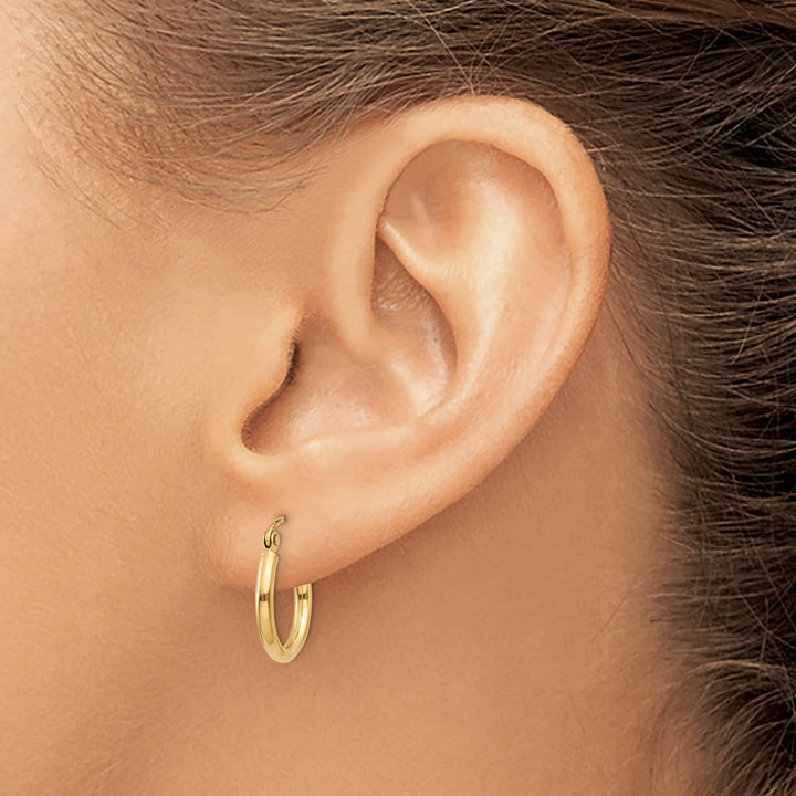 Lovely Rita's Earrings 14k Yellow Gold Polished 2MM Round Hoop Earrings