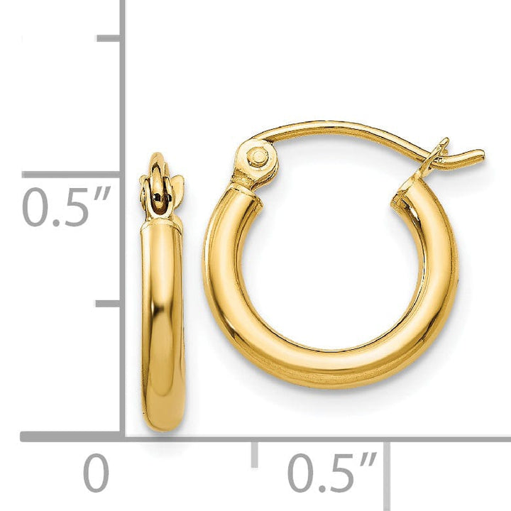Lovely Rita's Earrings 14k Yellow Gold Polished 2MM Round Hoop Earrings