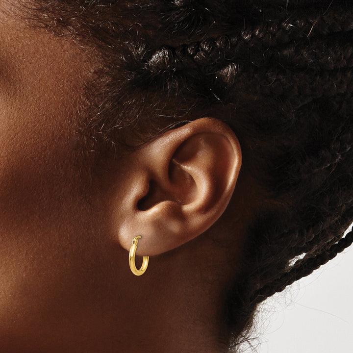 Lovely Rita's Earrings 14k Yellow Gold Polished 2MM Round Hoop Earrings