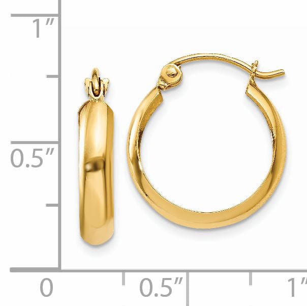 Lovely Rita's Earrings 14k Yellow Gold Polished 3.5MM Hoop Earrings