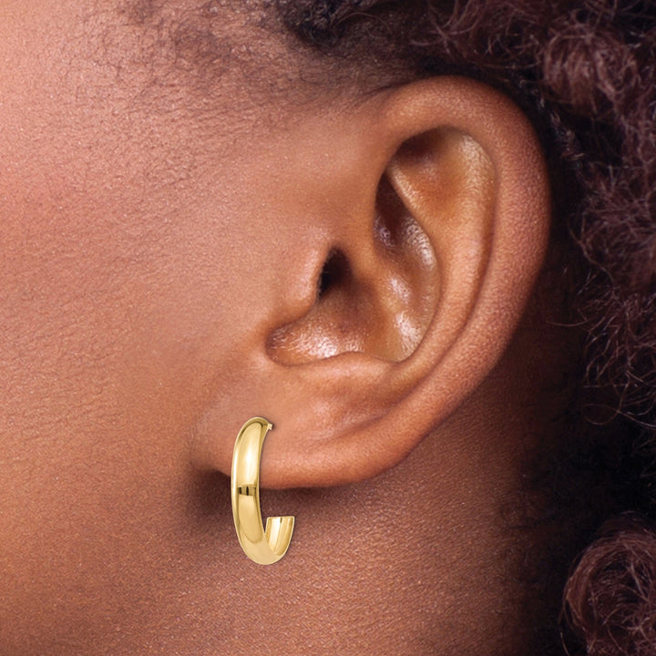 Lovely Rita's Earrings 14k Yellow Gold Polished 3.5MM Thickness J-Hoop Earrings