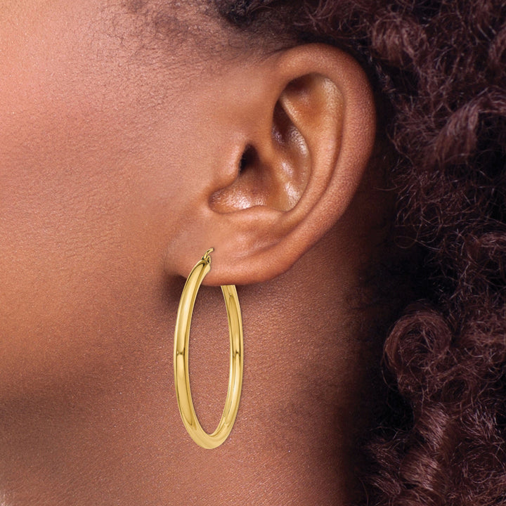 Lovely Rita's Earrings 14k Yellow Gold Polished 3MM Round Hoop Earrings