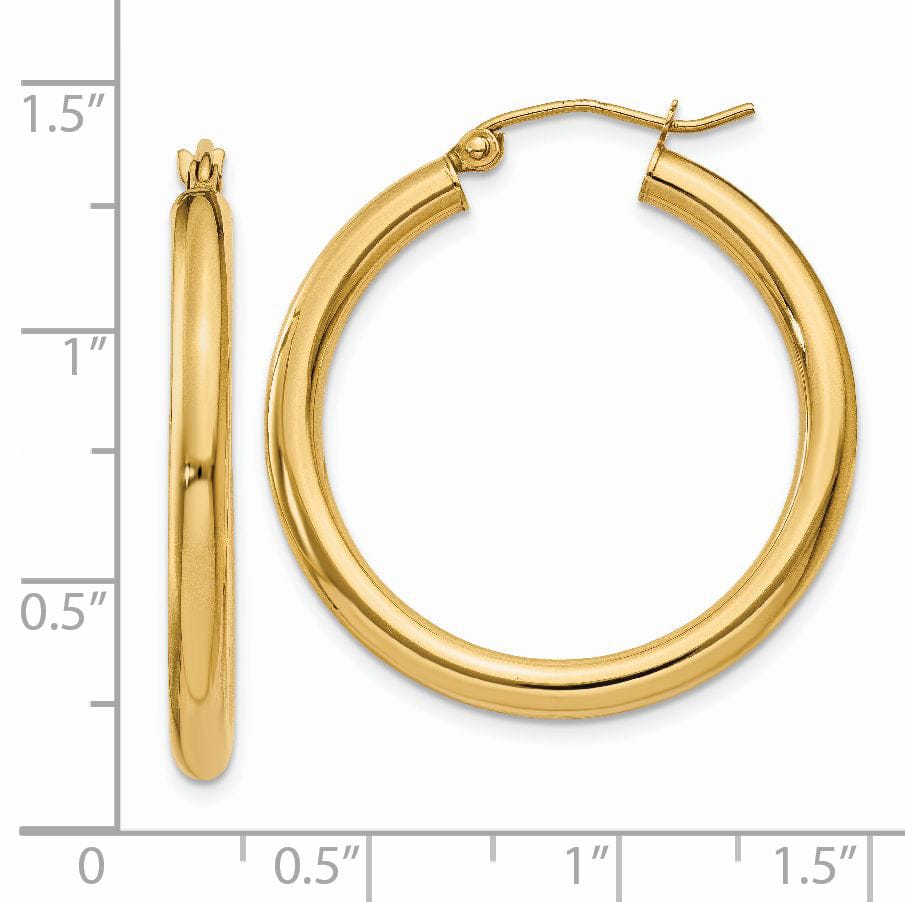 Lovely Rita's Earrings 14k Yellow Gold Polished 3MM Round Hoop Earrings