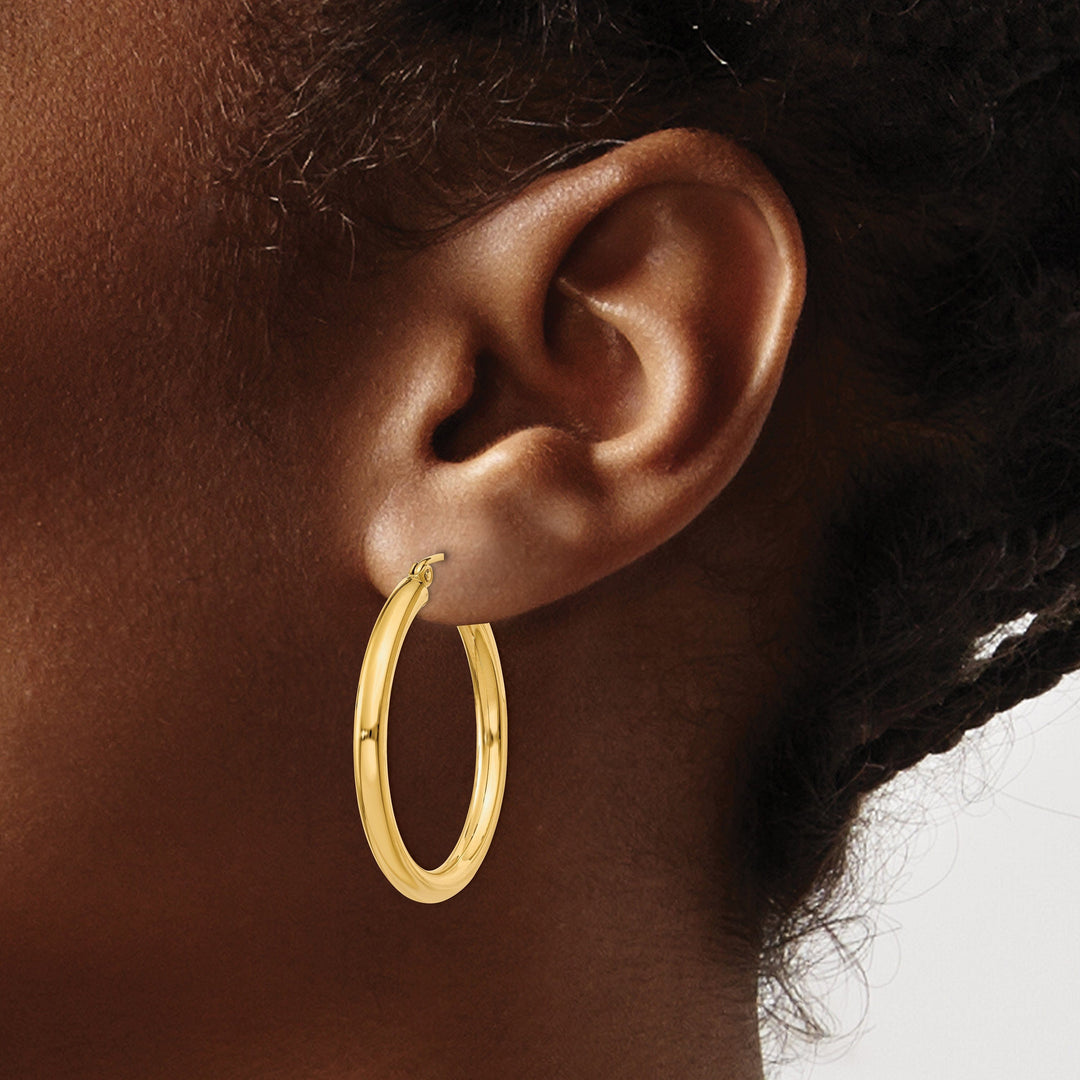 Lovely Rita's Earrings 14k Yellow Gold Polished 3MM Round Hoop Earrings