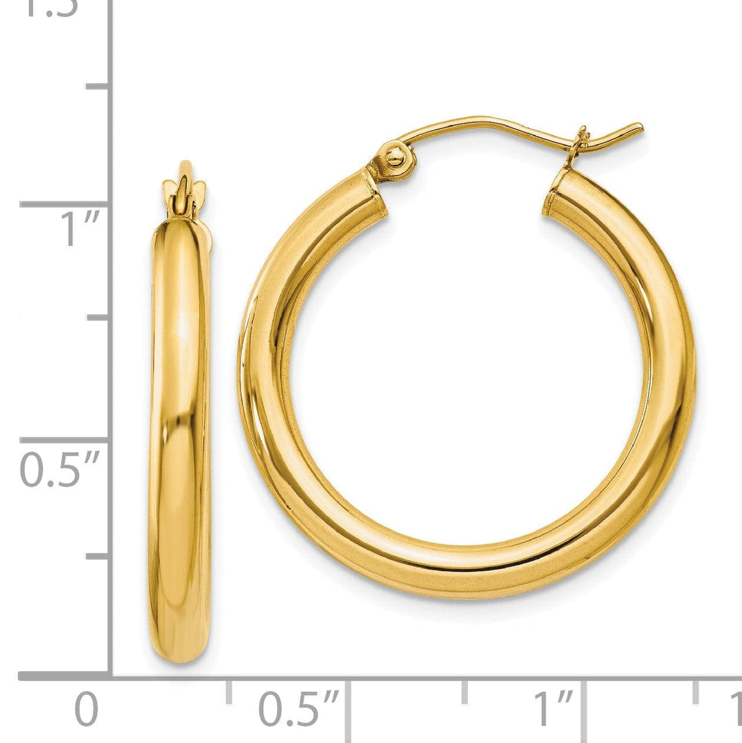 Lovely Rita's Earrings 14k Yellow Gold Polished 3MM Round Hoop Earrings