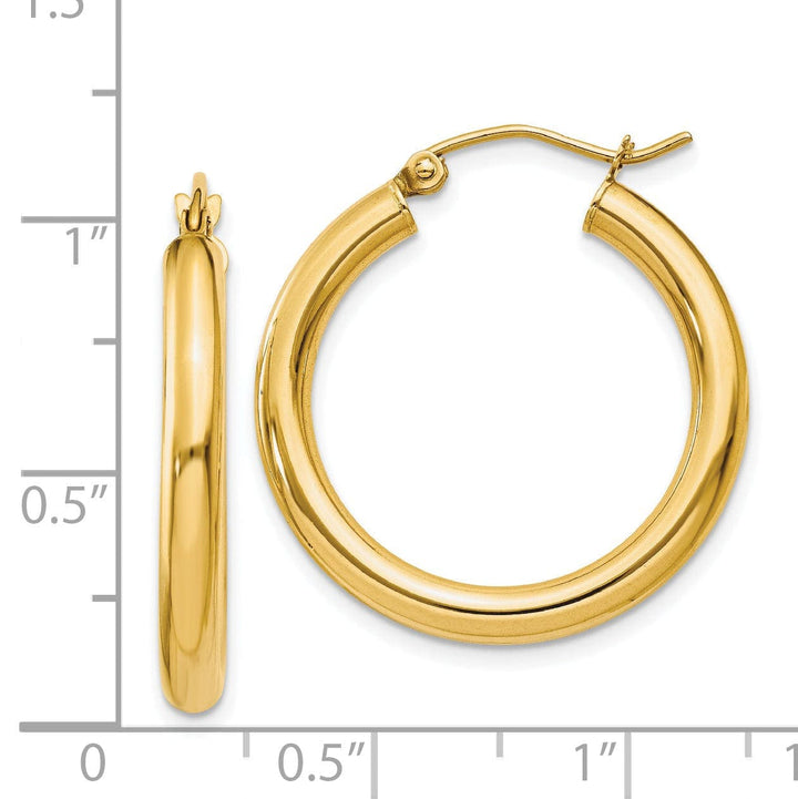 Lovely Rita's Earrings 14k Yellow Gold Polished 3MM Round Hoop Earrings