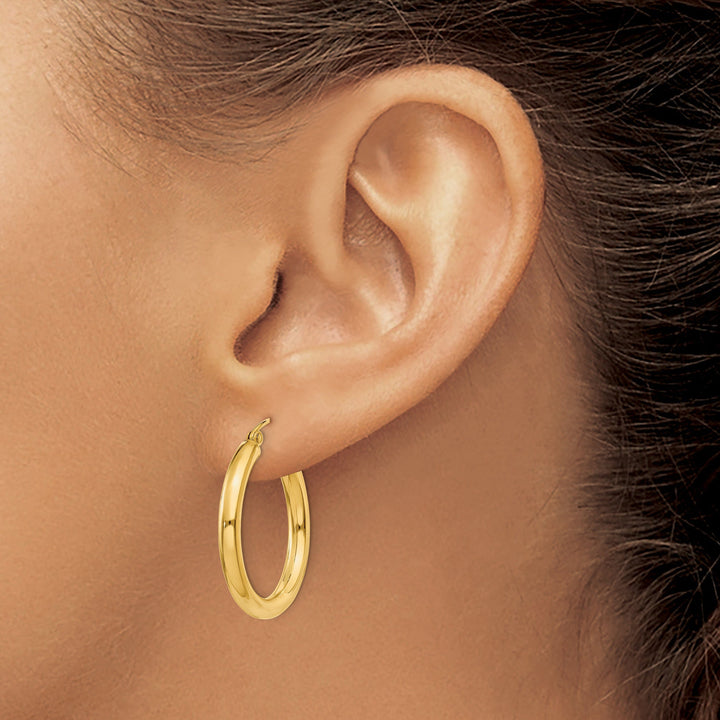Lovely Rita's Earrings 14k Yellow Gold Polished 3MM Round Hoop Earrings