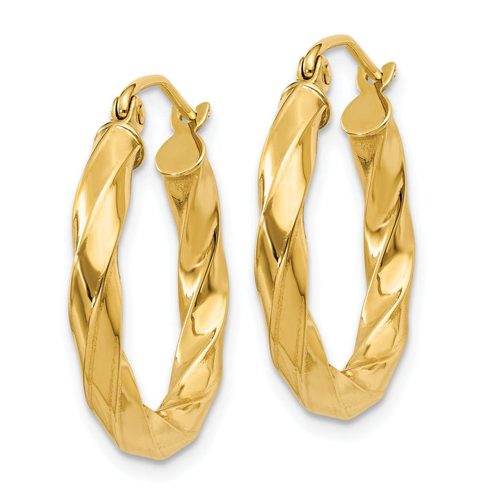 Lovely Rita's Earrings 14k Yellow Gold Polished 3MM Twisted Hoop Earring