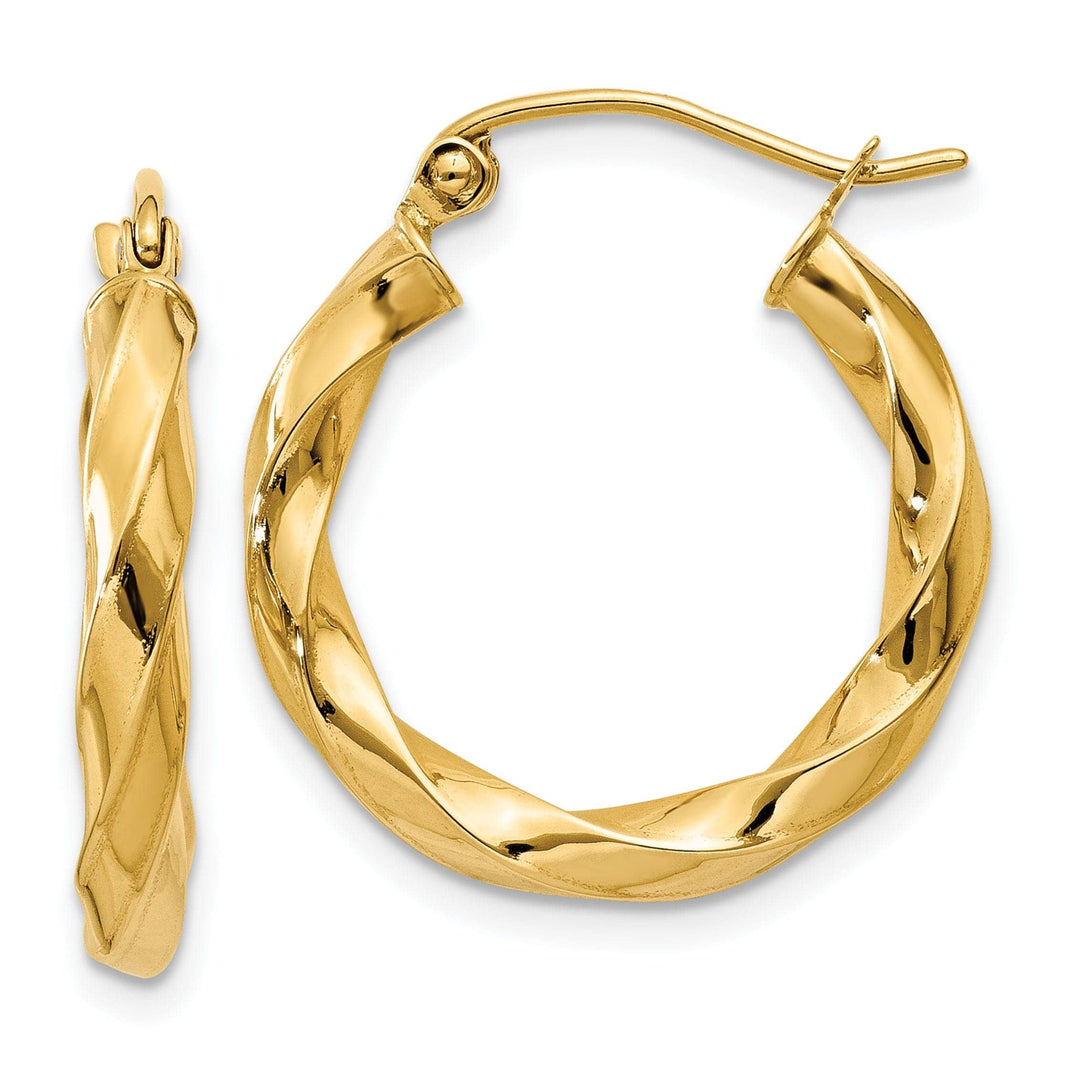 Lovely Rita's Earrings 14k Yellow Gold Polished 3MM Twisted Hoop Earring