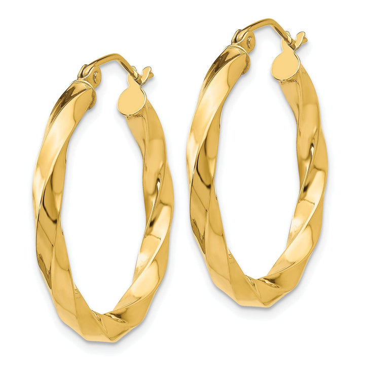 Lovely Rita's Earrings 14k Yellow Gold Polished 3MM Twisted Hoop Earring