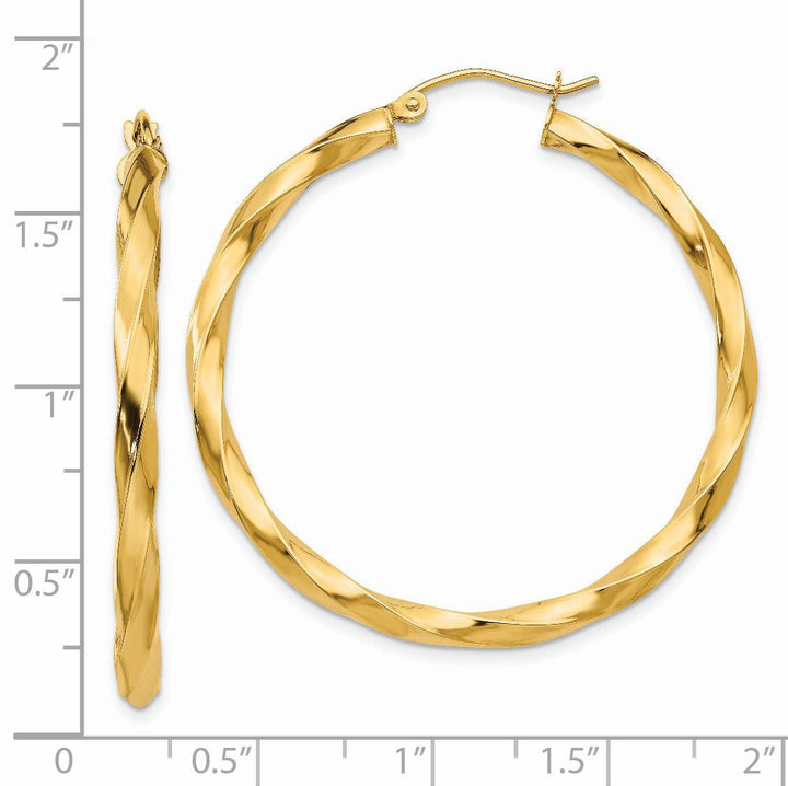 Lovely Rita's Earrings 14k Yellow Gold Polished 3MM Twisted Hoop Earring