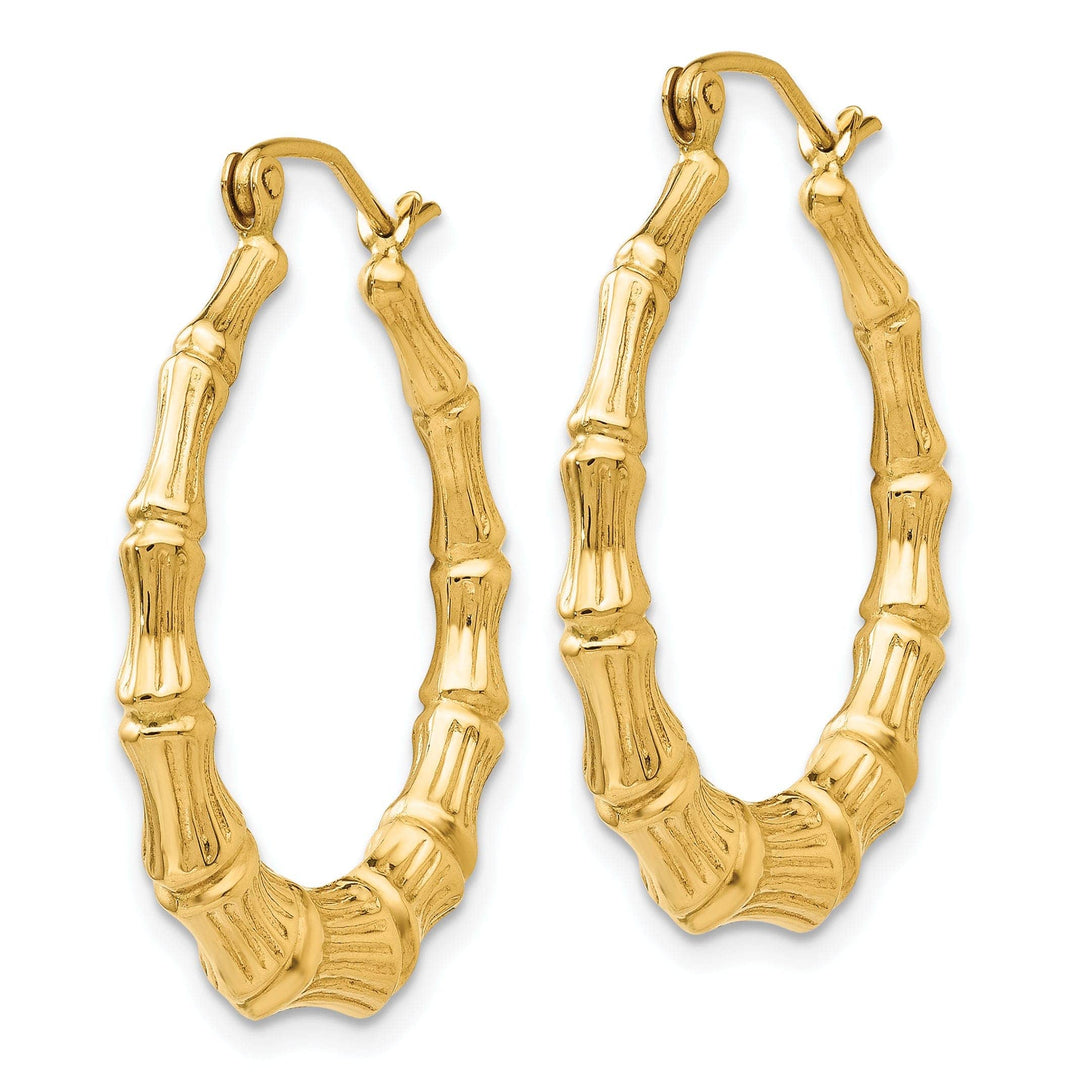 Lovely Rita's Earrings 14k Yellow Gold Polished Bamboo Hoop Earrings